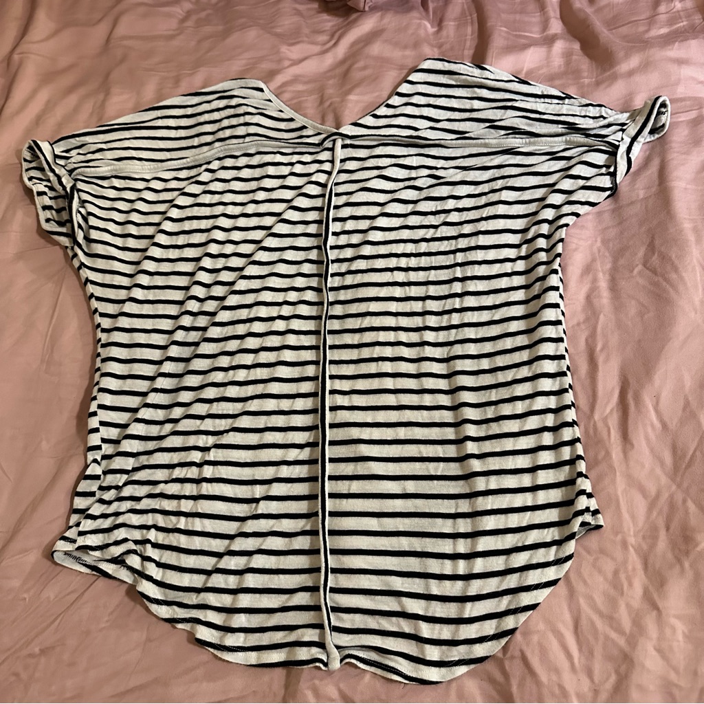 White And Black Striped Shirt Size Large